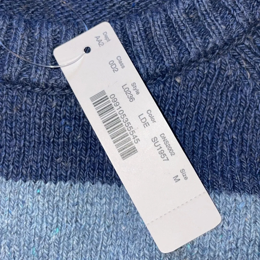 J. Crew Men's Crewneck Sweater in Navy and Light Blue. Medium